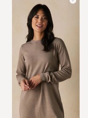 Normal Brand Classic Crewneck Long-Sleeve Dress in Taupe